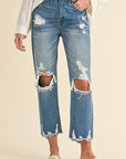 Annie Wear Distressed Raw Hem Cropped Jeans