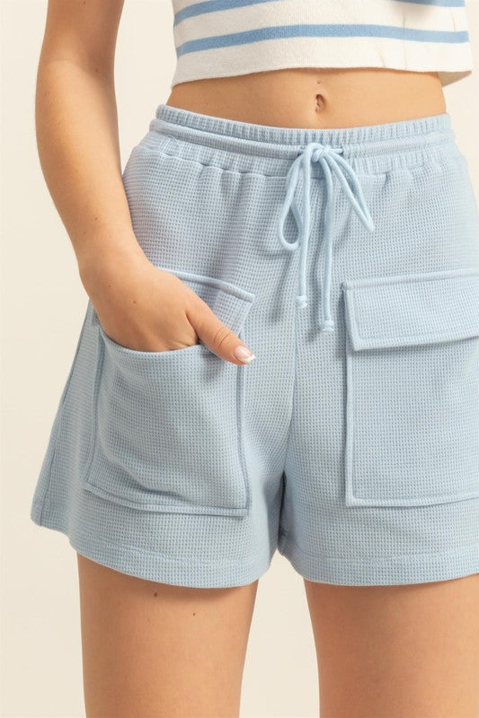 HYFVE Drawstring Waffle Knit Front Pocket Shorts