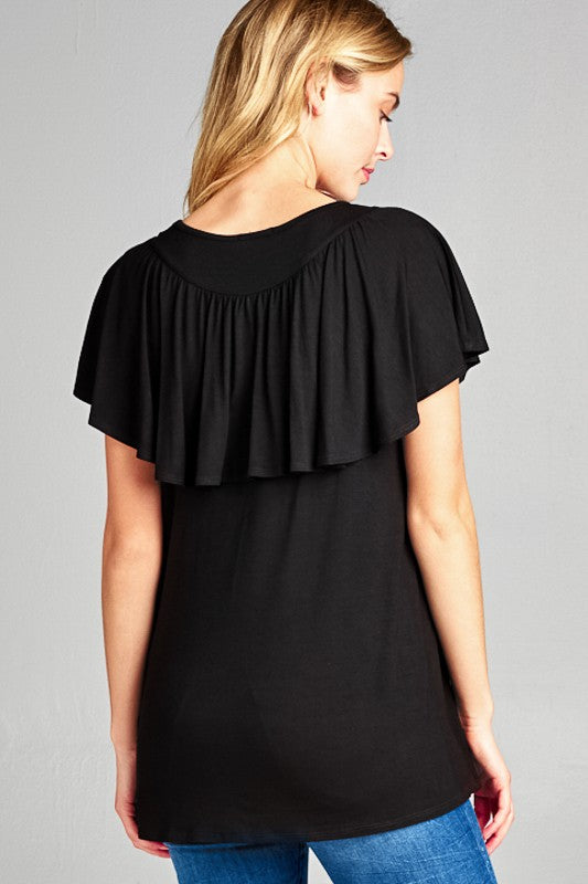 Solid Ruffle Detail Top - Online Only