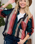 e Luna Cozy Stripe Button Down Shacket