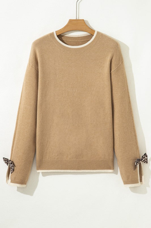 Ava Cuff Contrast Trim Sweater