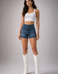 GJG Denim Easy Rider High-Rise Shorts — Dark Stone Wash