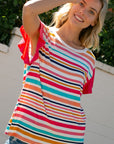 e Luna Multi Stripe Mixed Top