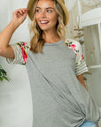 Plus Solid Floral Jersey Mixed Top - Online Only - My Pampered Life Seattle