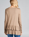 e Luna Ruffle Bottom Long Sleeve Tunic