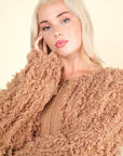 VERY J Shaggy Yarn Knit Zip Up Jacket