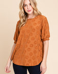 BOMBOM Textured Floral Pattern Top