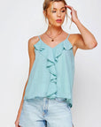 Textured Ruffle Frill Tank Top