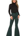 GJG Denim Leopard Bell Bottom Jean in Pine Green