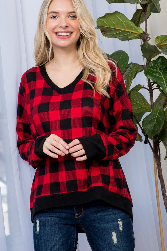 Cozy Buffalo Check Top - Online Only