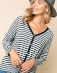 e Luna Striped Button Down Top