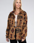 Sherpa Shacket with Aztec Pattern