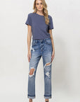 VERVET by Flying Monkey Stretch Boyfriend Jeans with Paint Splatter