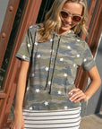 e Luna Camo Striped Hoodie Top