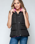 Snobbish Snap and Zip Closure Hooded Vest