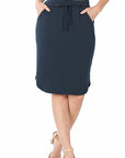 Zenana Self Tie Tulip Hem Skirt with Pockets - Online Only