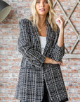 First Love Full Size Lurex Mixed Tweed One Button Blazer