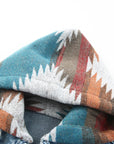 Aztec Denim Frayed Hem Jacket