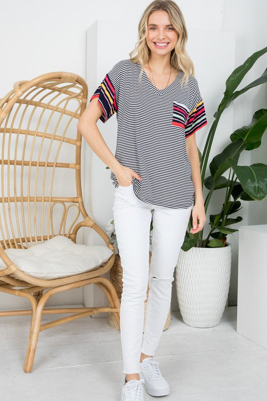 e Luna PLUS Multi Striped Boxy Top