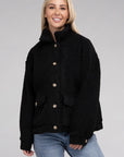 Cozy Sherpa Button-Front Jacket