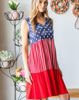 Heimish Full Size US Flag Theme Contrast Tank Dress