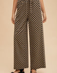 Annie Wear Drawstring Checkered Wide Leg Pants