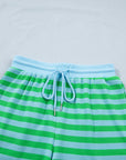 Stripe Puff Sleeve T-Shirt & Drawstring Shorts Set