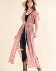 Chiffon Embroidery Lace Kimono Duster Cardigan