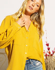 Textured Gauze Button Down Puff Sleeve Blouse