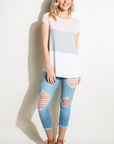 e Luna PLUS Striped Solid Color Block Top