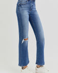 RISEN Full Size Distressed High Rise Crop Flare Jeans