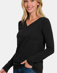 Zenana Full Size V-Neck Long Sleeve T-Shirt