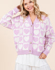 Mittoshop Checkered Heart Button Down Cardigan