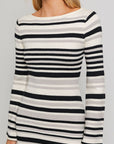 LE LIS Boat Neck Bell Sleeve Sweater Dress