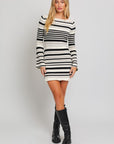 LE LIS Boat Neck Bell Sleeve Sweater Dress