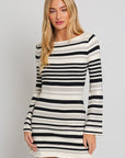 LE LIS Boat Neck Bell Sleeve Sweater Dress