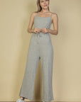 Sweater-Knit Fuzzy Frenchy Tie Front Cami Jumpsuit