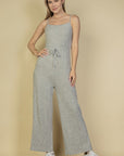 Sweater-Knit Fuzzy Frenchy Tie Front Cami Jumpsuit