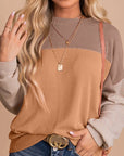 Ribbed Color Block Tunic Top