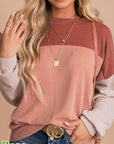 Ribbed Color Block Tunic Top