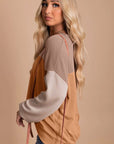 Ribbed Color Block Tunic Top