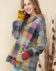 Red Green Mustard Plaid Inside-out Hood Tunic