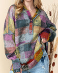 Red Green Mustard Plaid Inside-out Hood Tunic