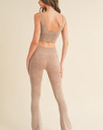 Women's Stone Washed Ribbed Matching Yoga Set