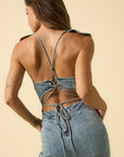 Denim Lab USA Backless Puffle Jumpsuit