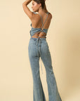 Denim Lab USA Backless Puffle Jumpsuit