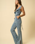 Denim Lab USA Backless Puffle Jumpsuit