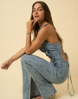 Denim Lab USA Backless Puffle Jumpsuit