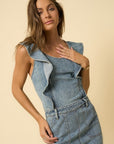 Denim Lab USA Backless Puffle Jumpsuit