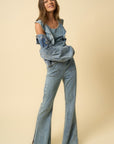 Denim Lab USA Backless Puffle Jumpsuit